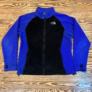 Vintage Women’s The North Face Fleece Zip Up Jacket Black / Blue Size Large